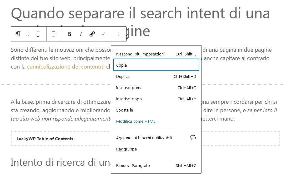 modifica come html all'interno di wordpress per aggiungere il div contenitore